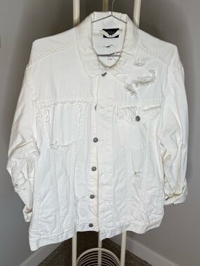 Reclaimed Vintage White Distressed Denim Jacket